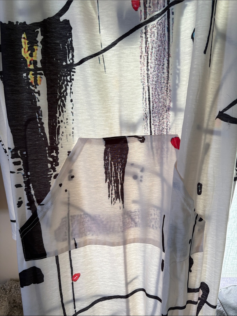 Abstract Print Long Sleeve Maxi Dress - White - Picture 2 of 5